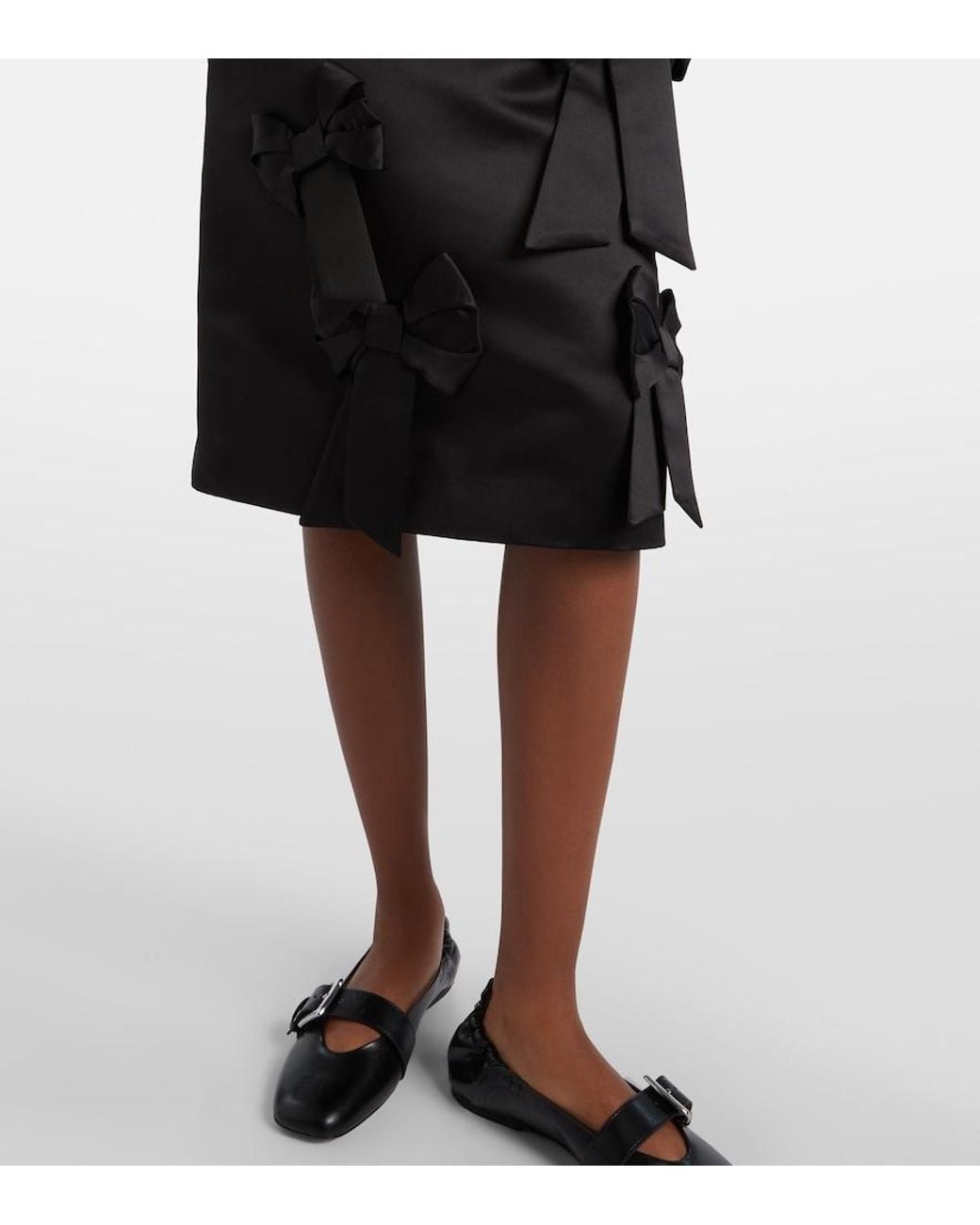 Ganni Black Bow-Detail Satin Cocktail Dress