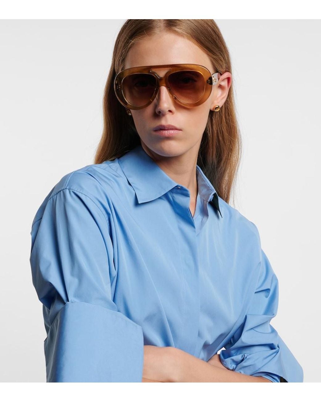 Loewe Brown Curvy Aviator Sunglasses