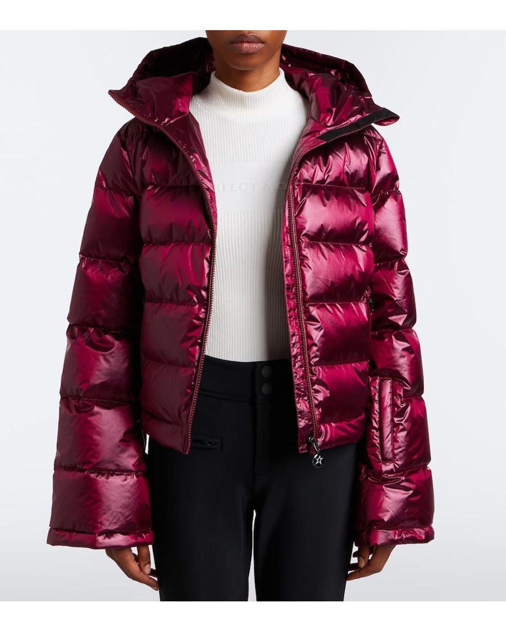 Perfect Moment Red Polar Flare Cropped Down Ski Jacket