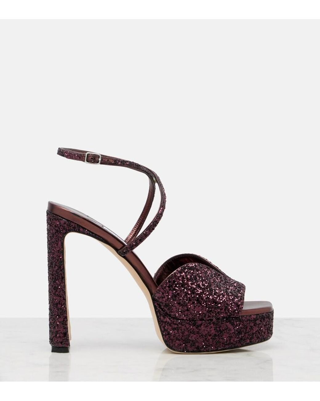 Jimmy Choo Red Karli 125 Glitter Platform Sandals