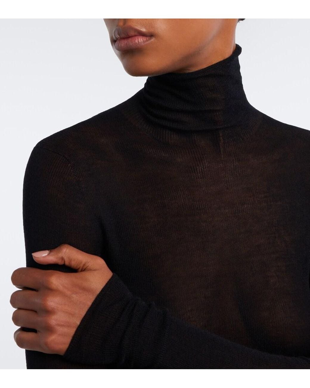 The Row Black Arp Cashmere Turtleneck Sweater