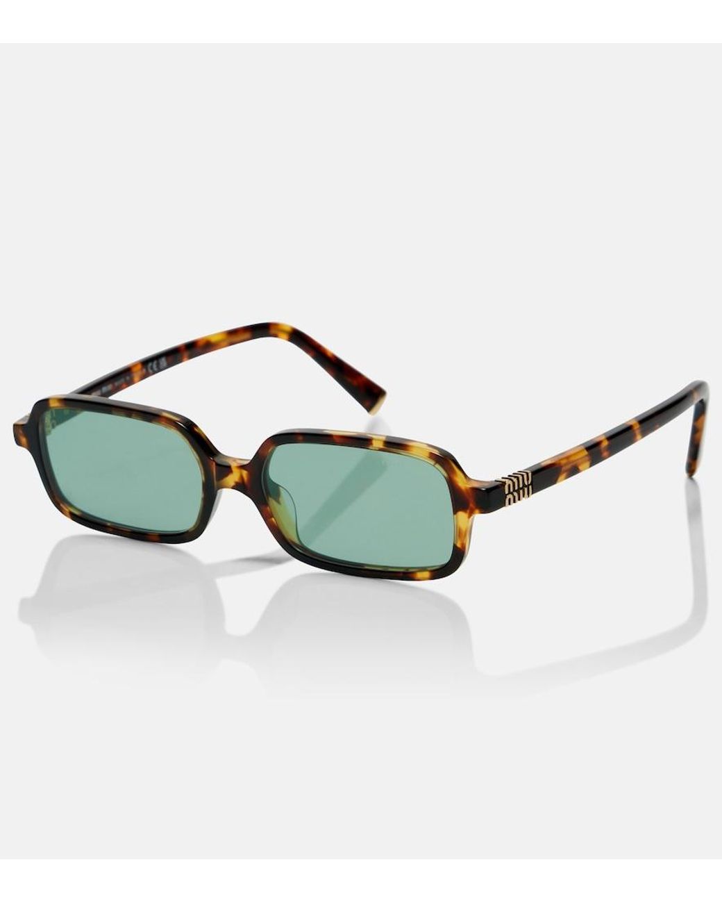 Miu Miu Green Miu Regard Rectangular Sunglasses
