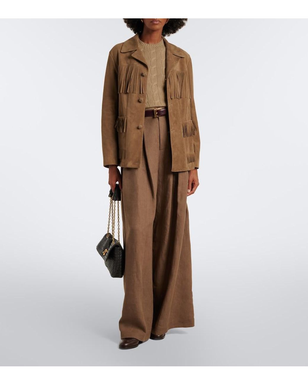 Ralph Lauren Brown Cable-Knit Cashmere Sweater