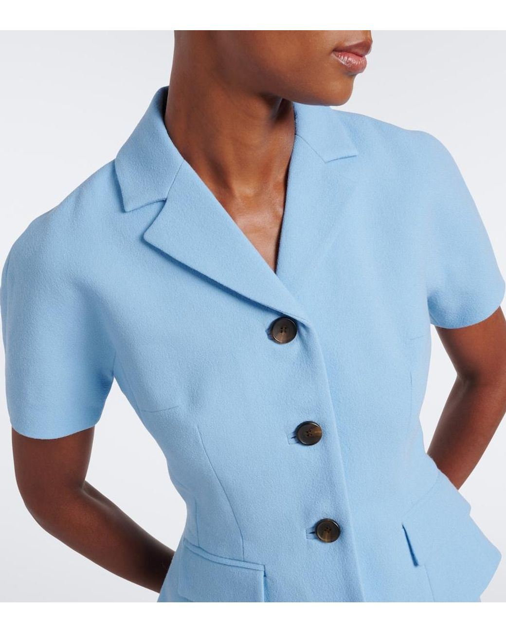Emilia Wickstead Blue Alexina Wool Crepe Midi Dress