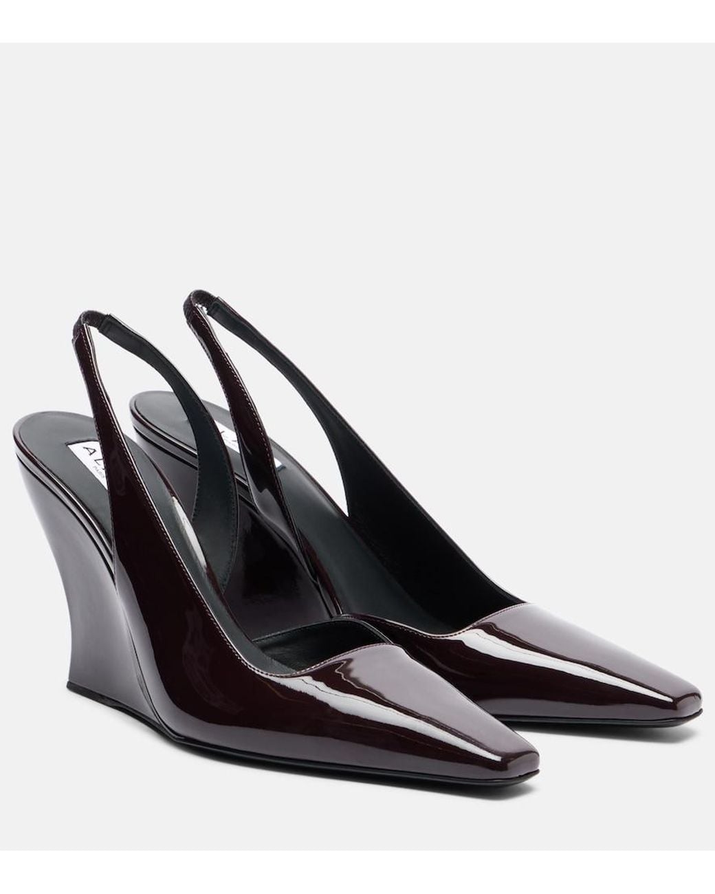 Alaïa Black Patent Leather Wedge Slingback Pumps
