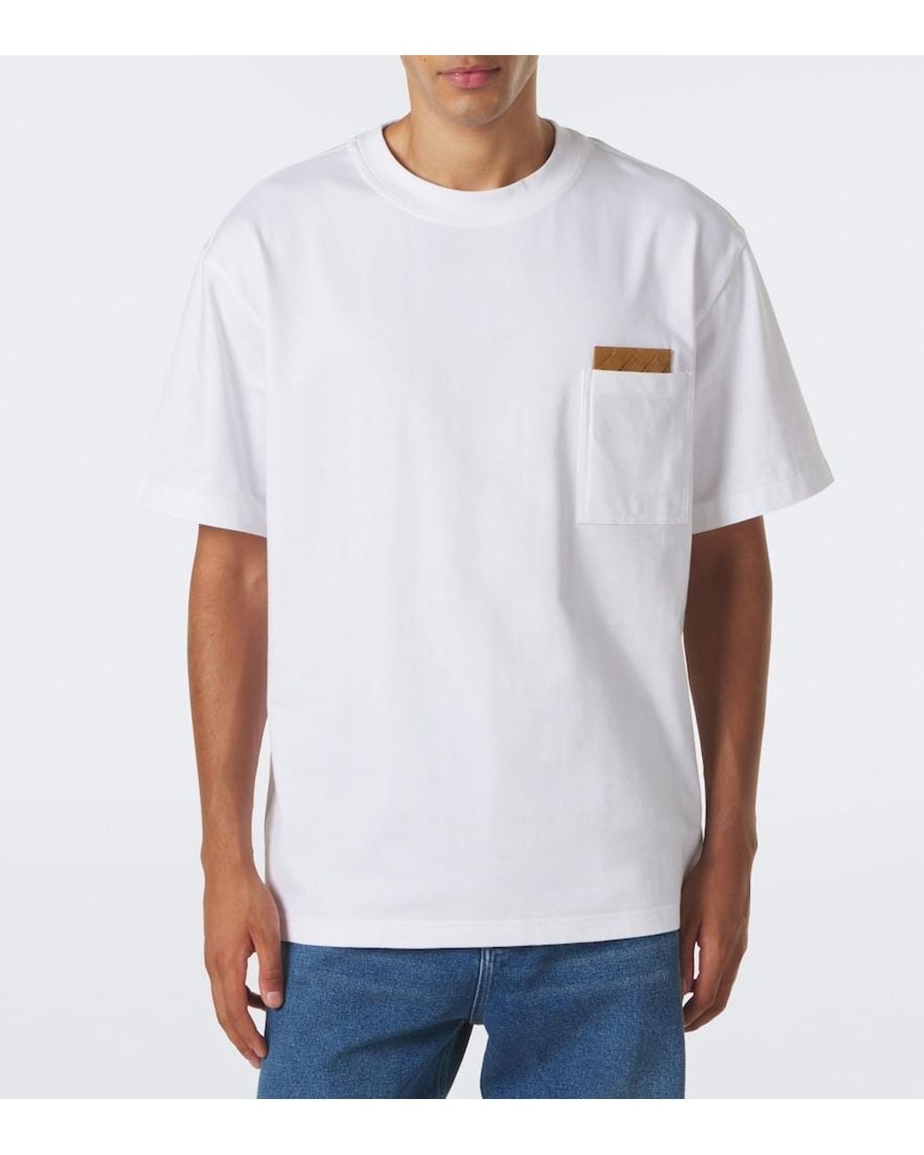 Bottega Veneta White Intrecciato Cotton Jersey T-Shirt for men