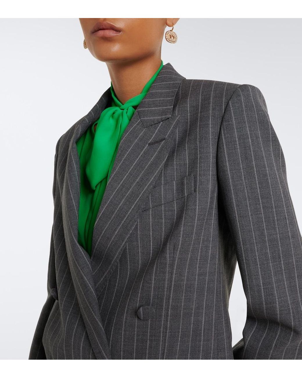 Valentino Garavani Gray Pinstripe Virgin Wool Blazer