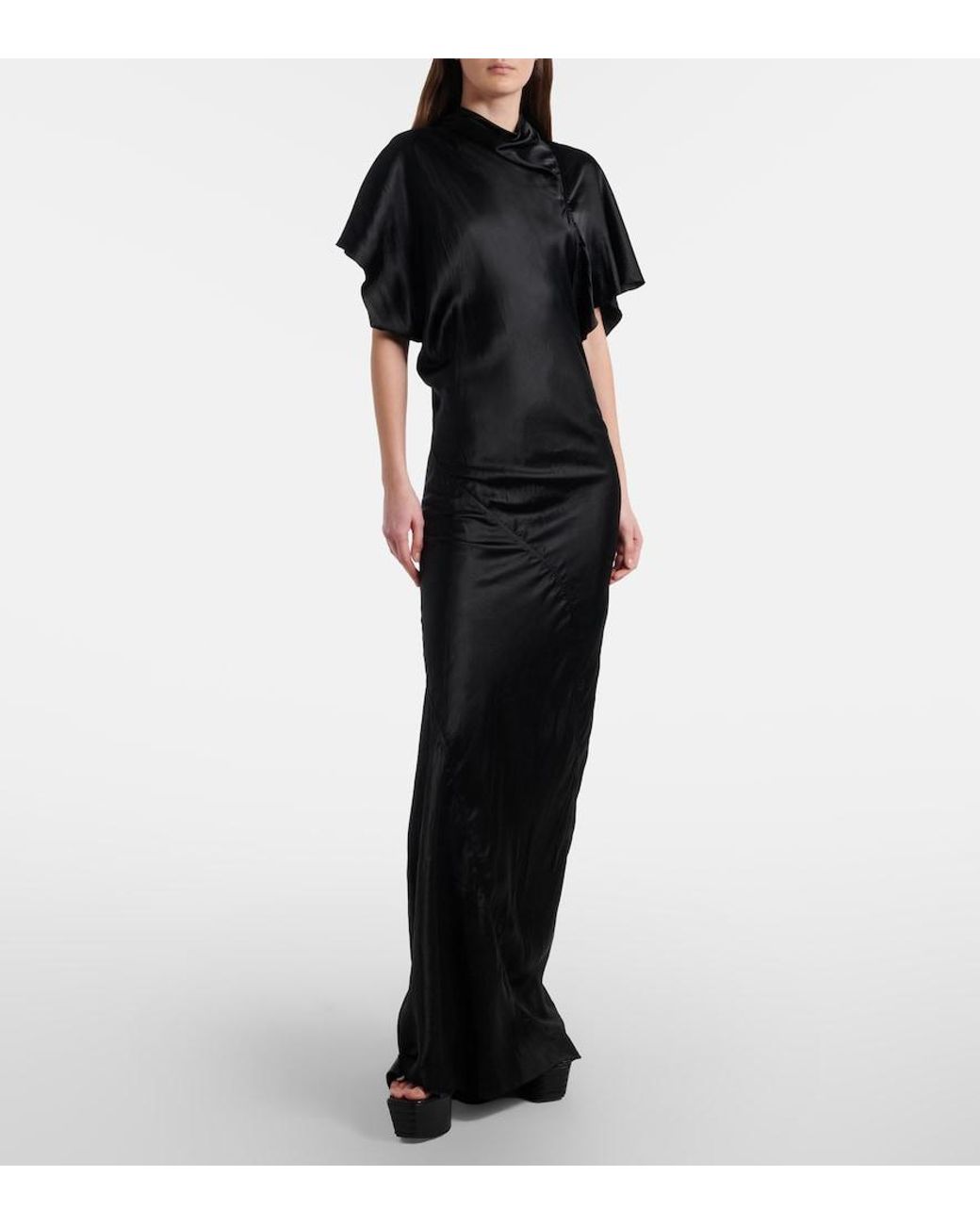 Rick Owens Black Seb Draped Satin Gown