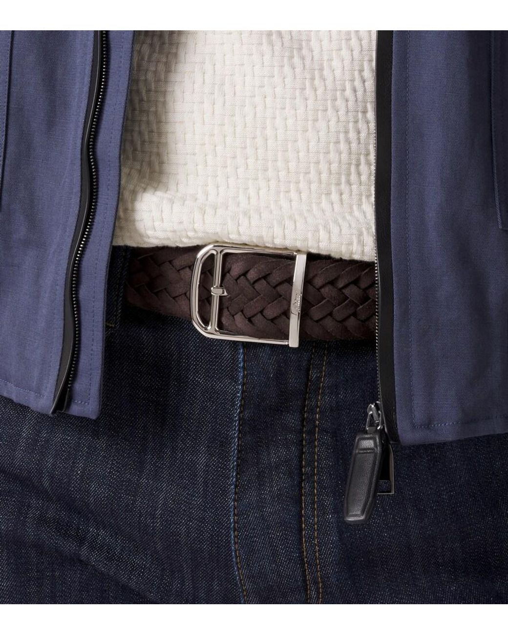 Brioni Brown Braided Suede Belt for men