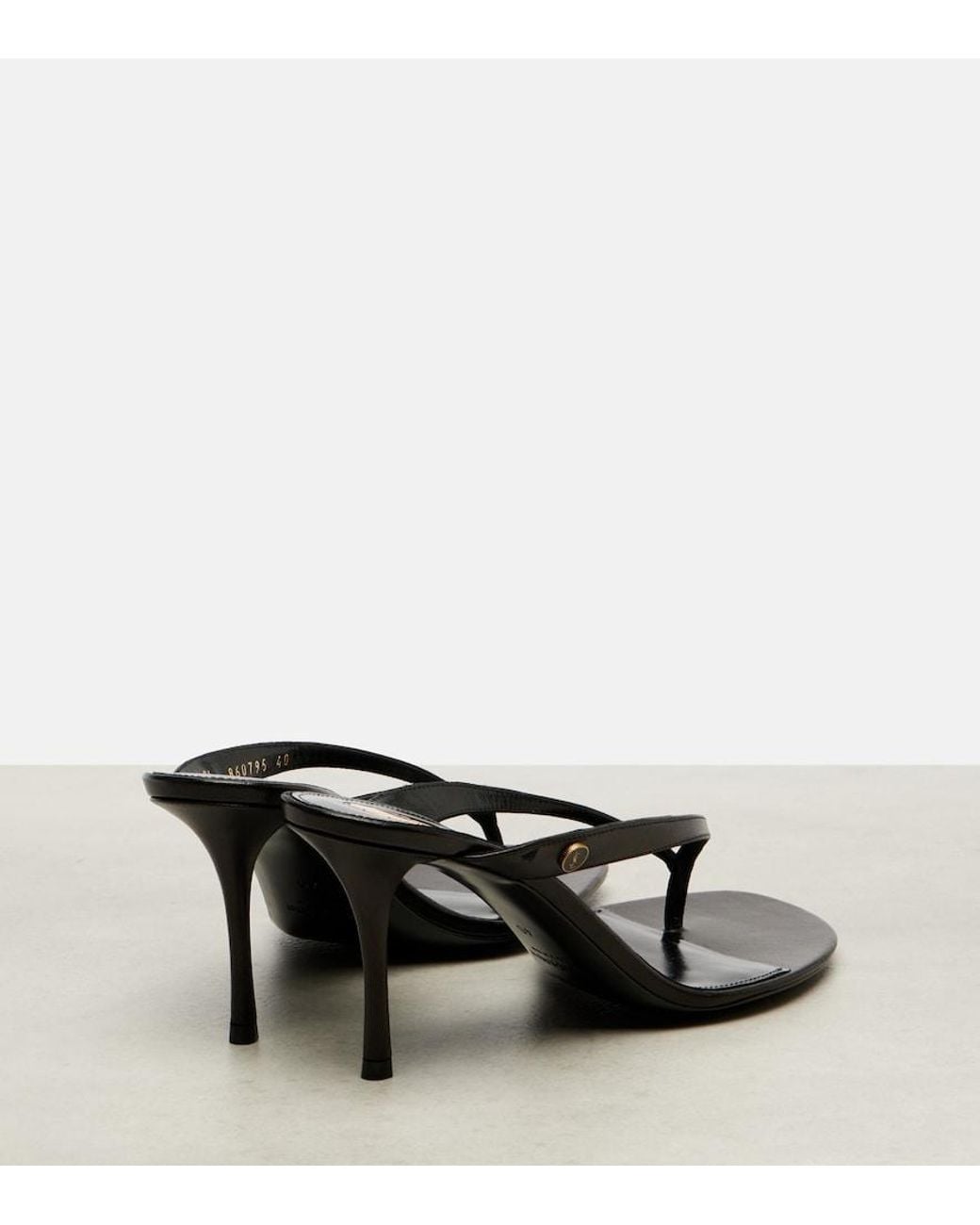 Saint Laurent Black Sue Leather Thong Sandals