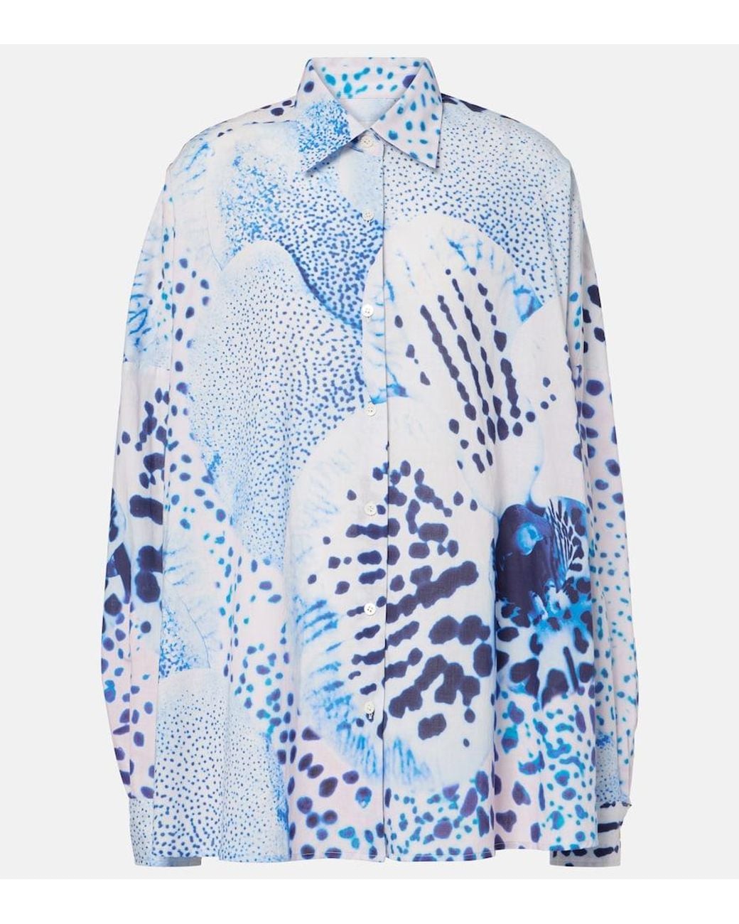 Camisa De Algodon Estampada Dries Van Noten de color Blue