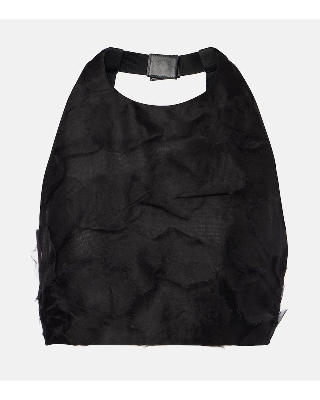 Max Mara Black Fumetto Silk Fil Coupe Crop Top