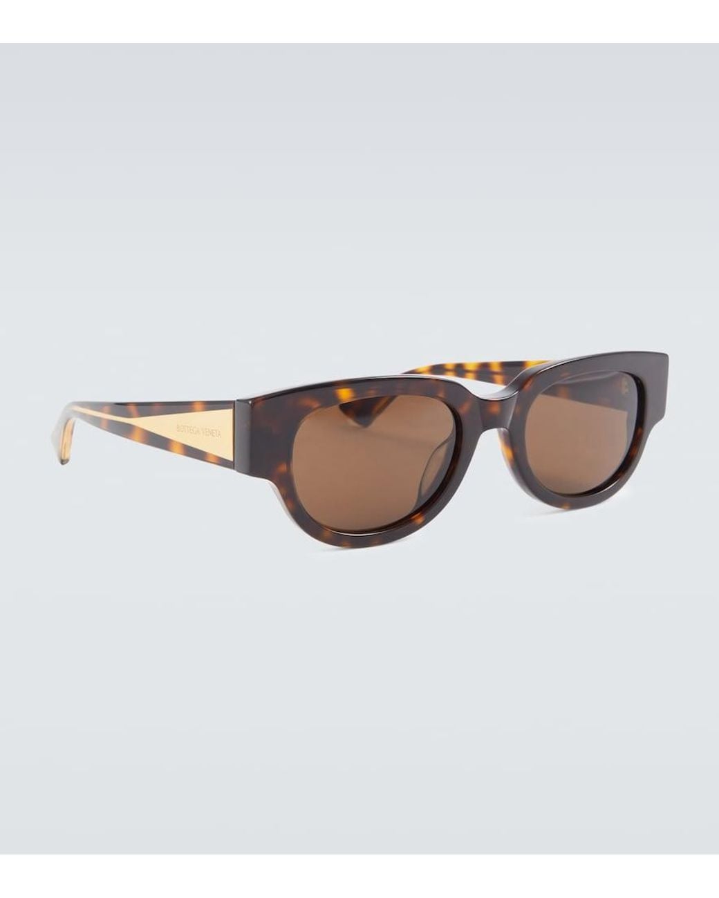 Bottega Veneta Brown Tortoiseshell Oval Sunglasses for men