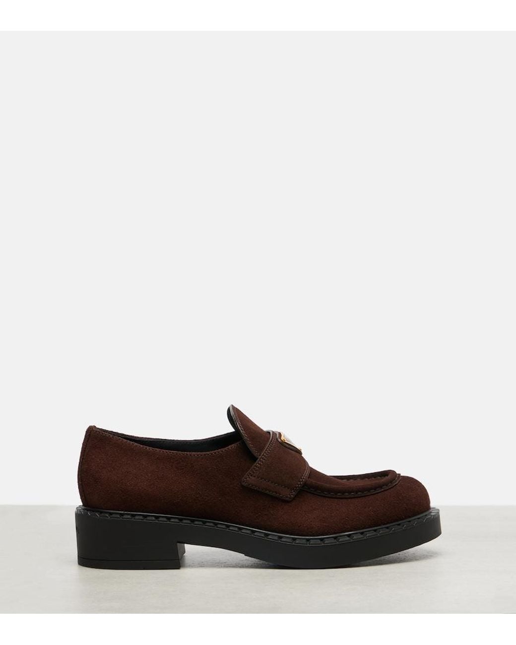 Prada Brown Chocolate Suede Loafers