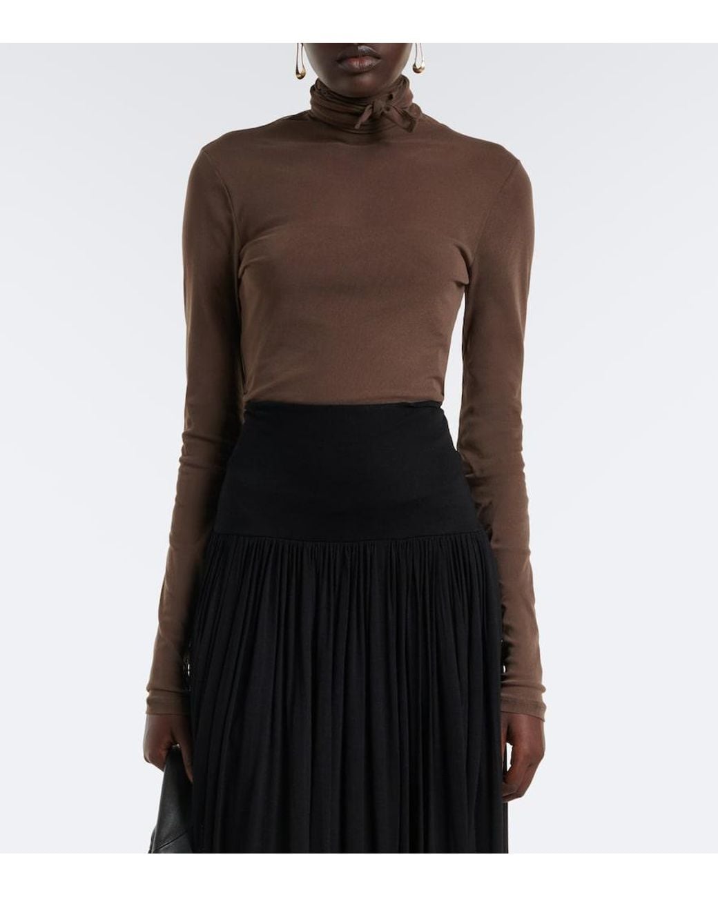 Lemaire Brown Mesh Turtleneck Top