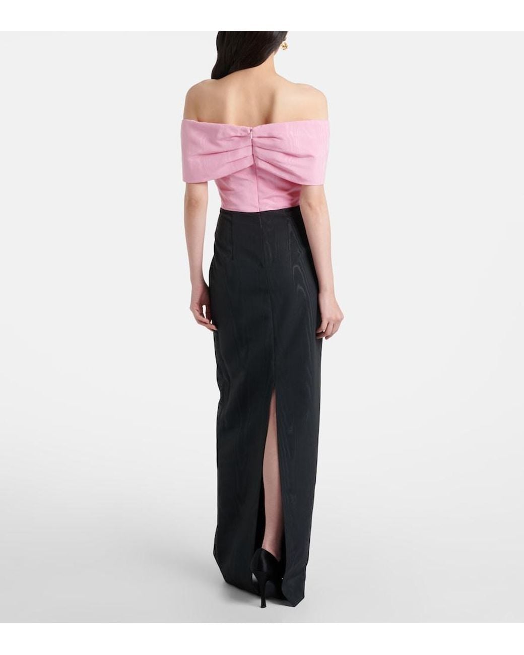 Rebecca Vallance Pink Amaro Off-Shoulder Taffeta Gown