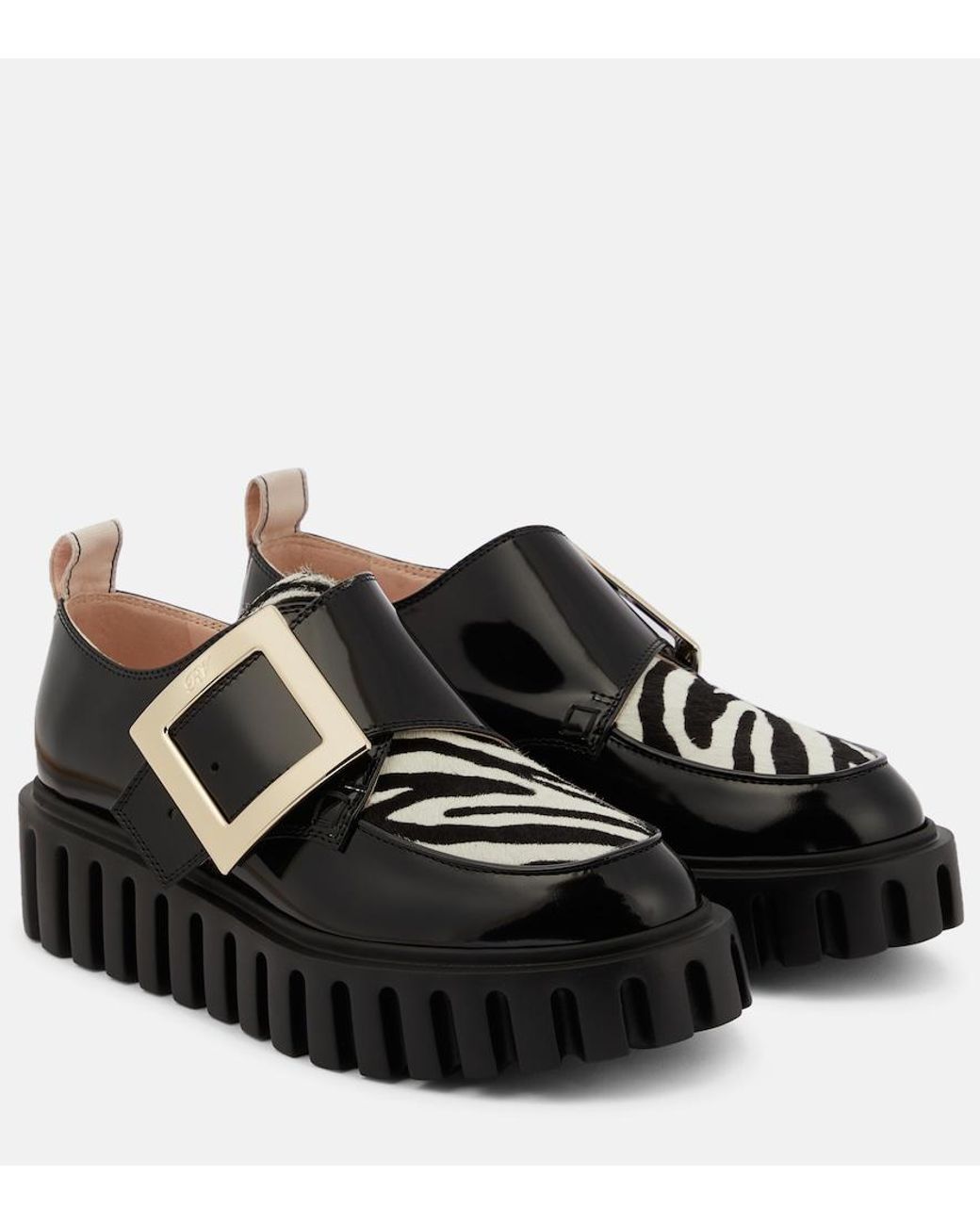Roger Vivier Black Viv' Go-thick Patent Leather Platform Loafers