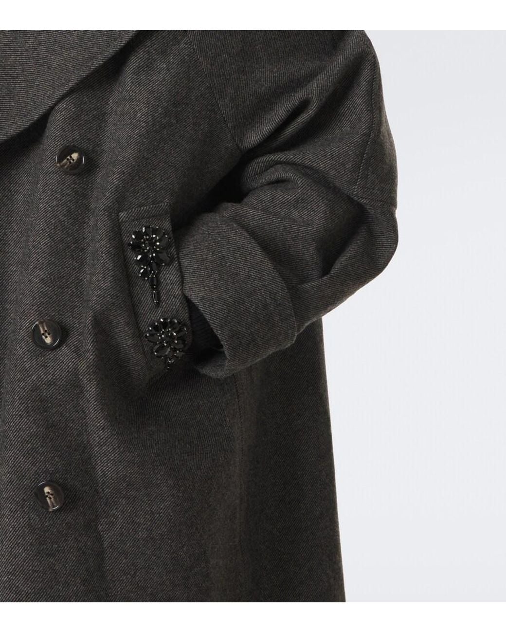 Simone Rocha Gray Embellished Oversized Wool-Blend Coat for men