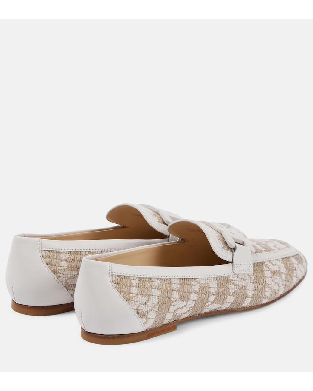 Tod's White Kate Leather-Trimmed Loafers