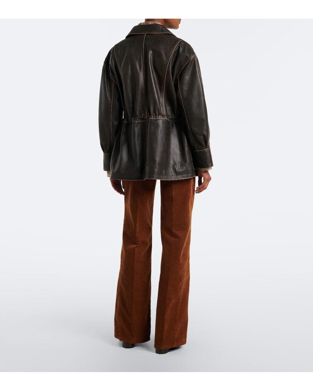 7 For All Mankind Brown Lotta Cotton-Blend Corduroy Wide-Leg Pants