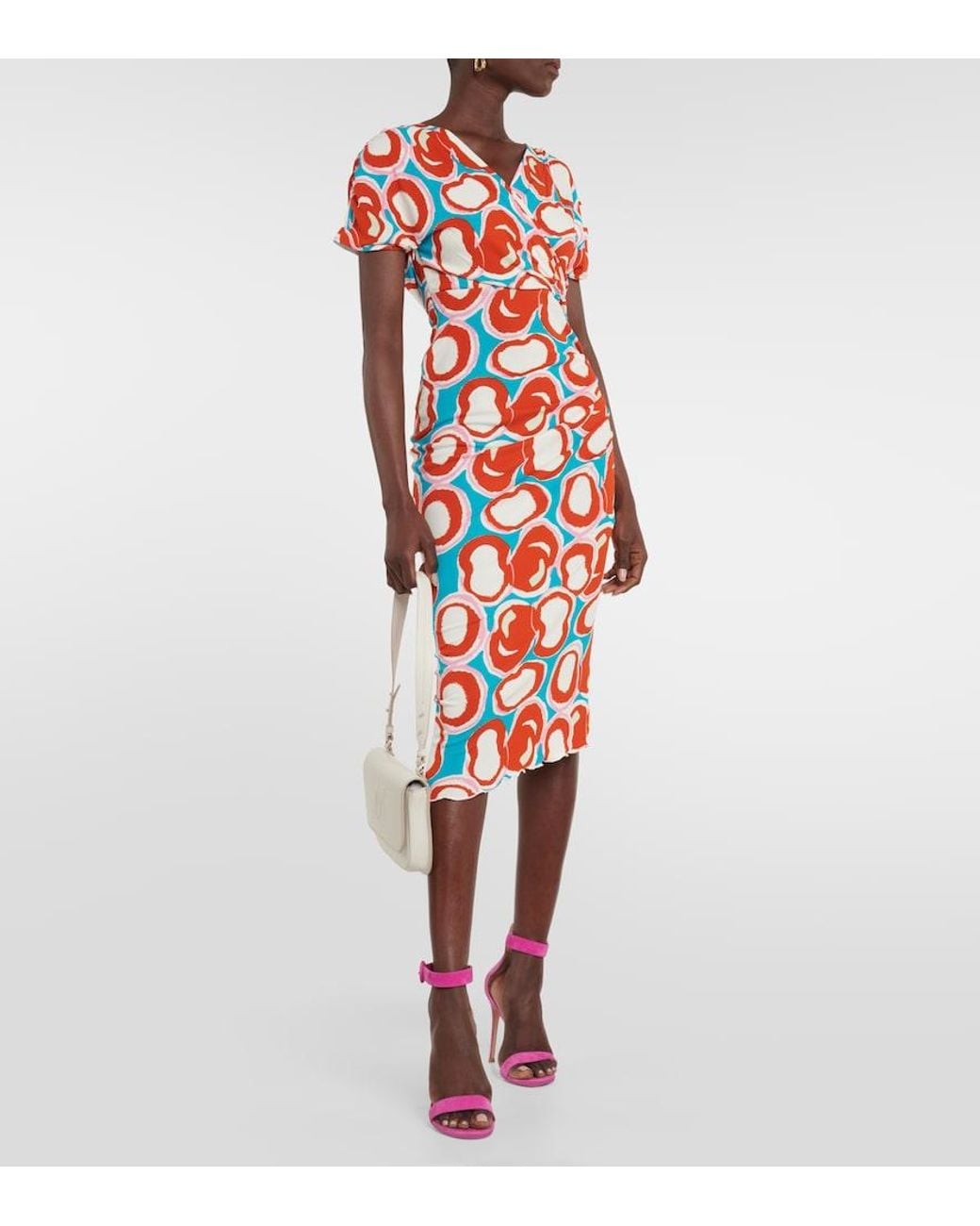 Diane von Furstenberg Red Havana Wrap-effect Printed Jersey Dress