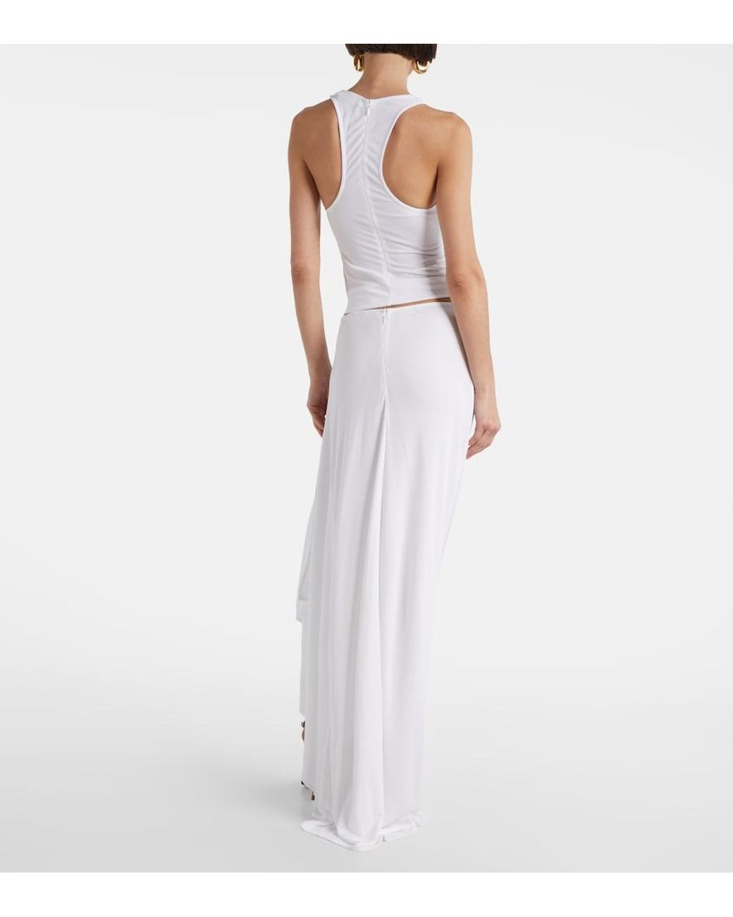 Christopher Esber White Crescent Draped Asymmetric Midi Skirt