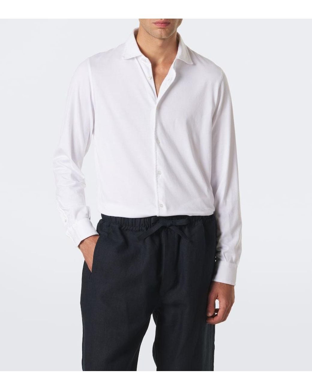 Fedeli White Jason Cotton Jersey Shirt for men