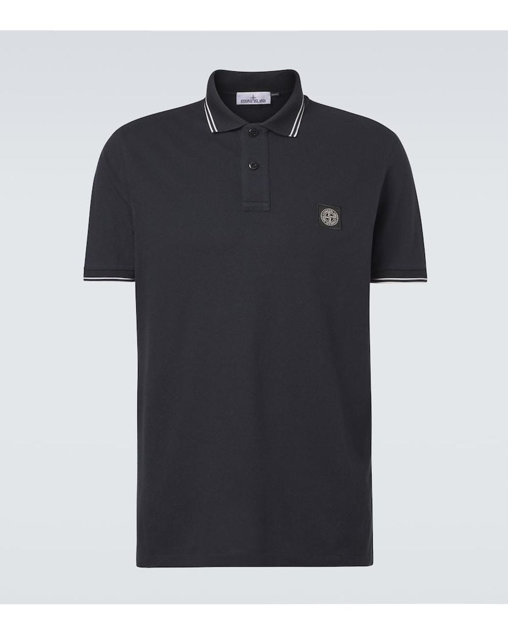 Stone Island Blue Compass Cotton-Blend Pique Polo Shirt for men