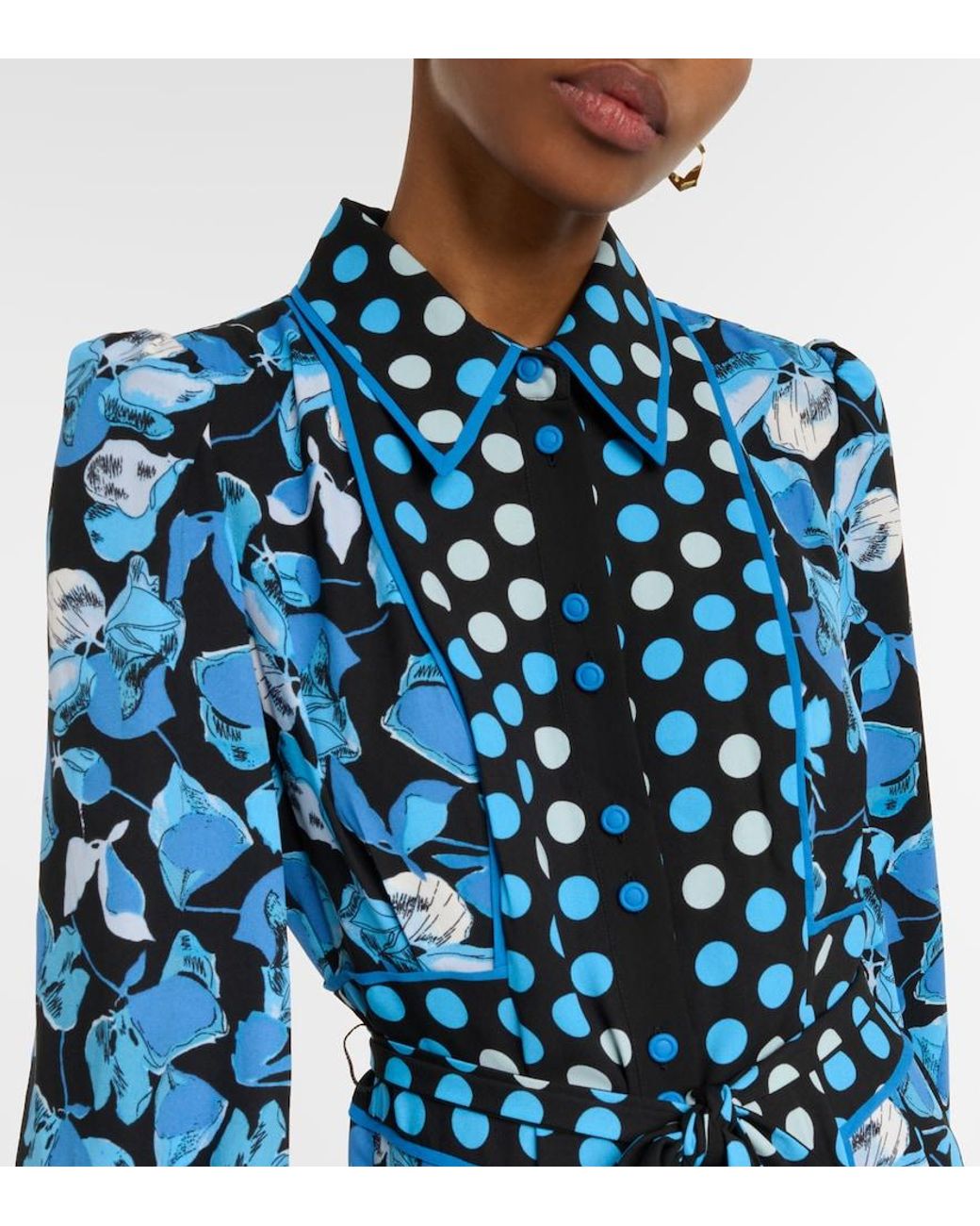 Diane von Furstenberg Blue Joshua Floral Crepe Maxi Dress