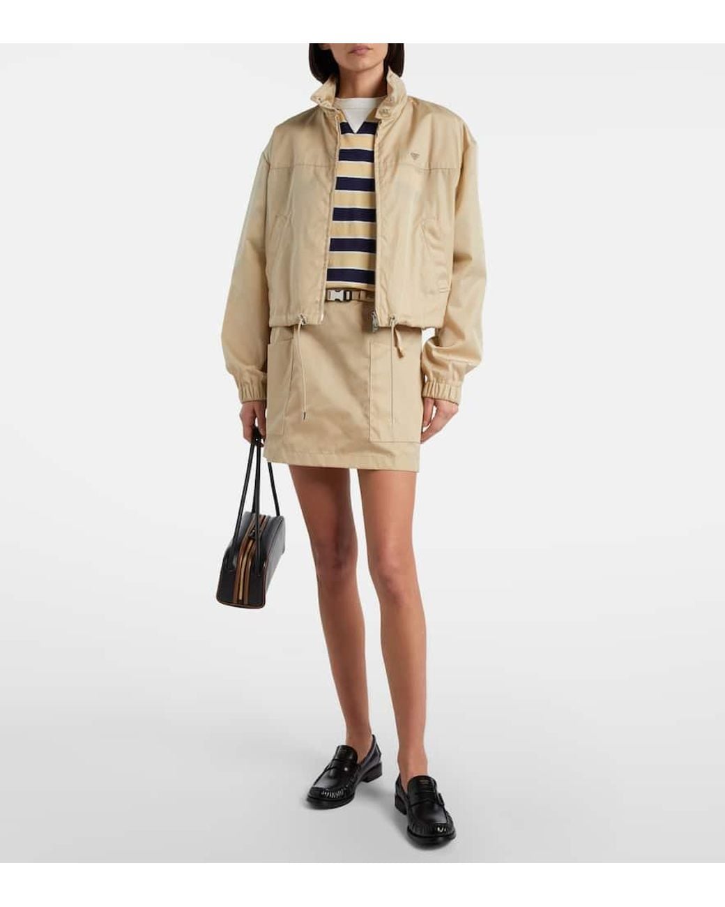 Minifalda De Re-Nylon Prada de color Natural