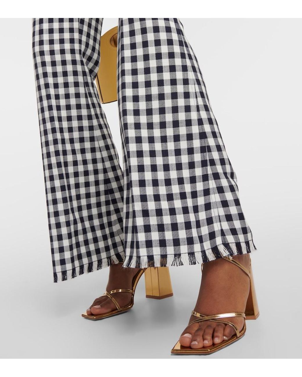 Etro White Gingham Flared Pants