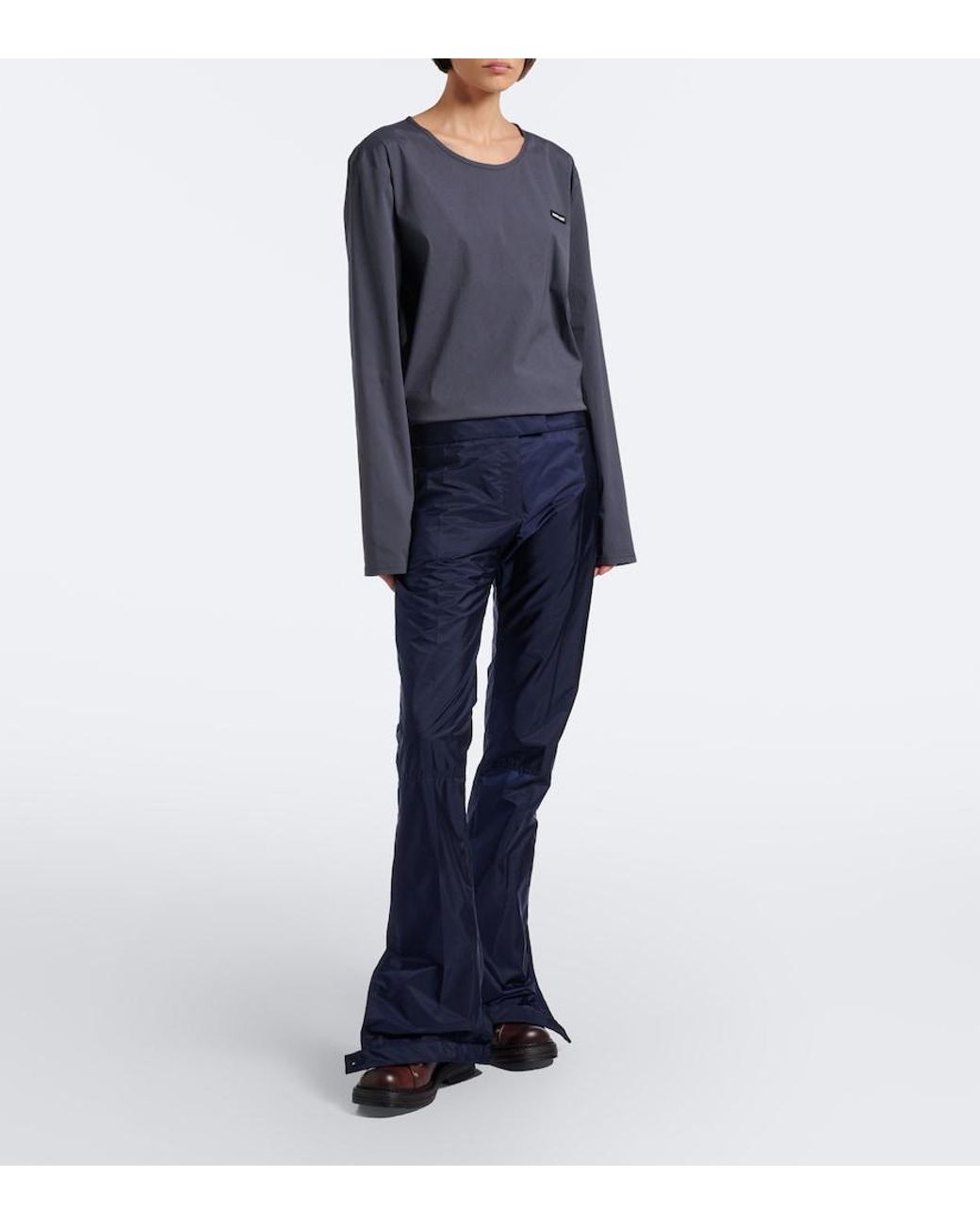 Miu Miu Black Cotton-Blend Poplin T-Shirt