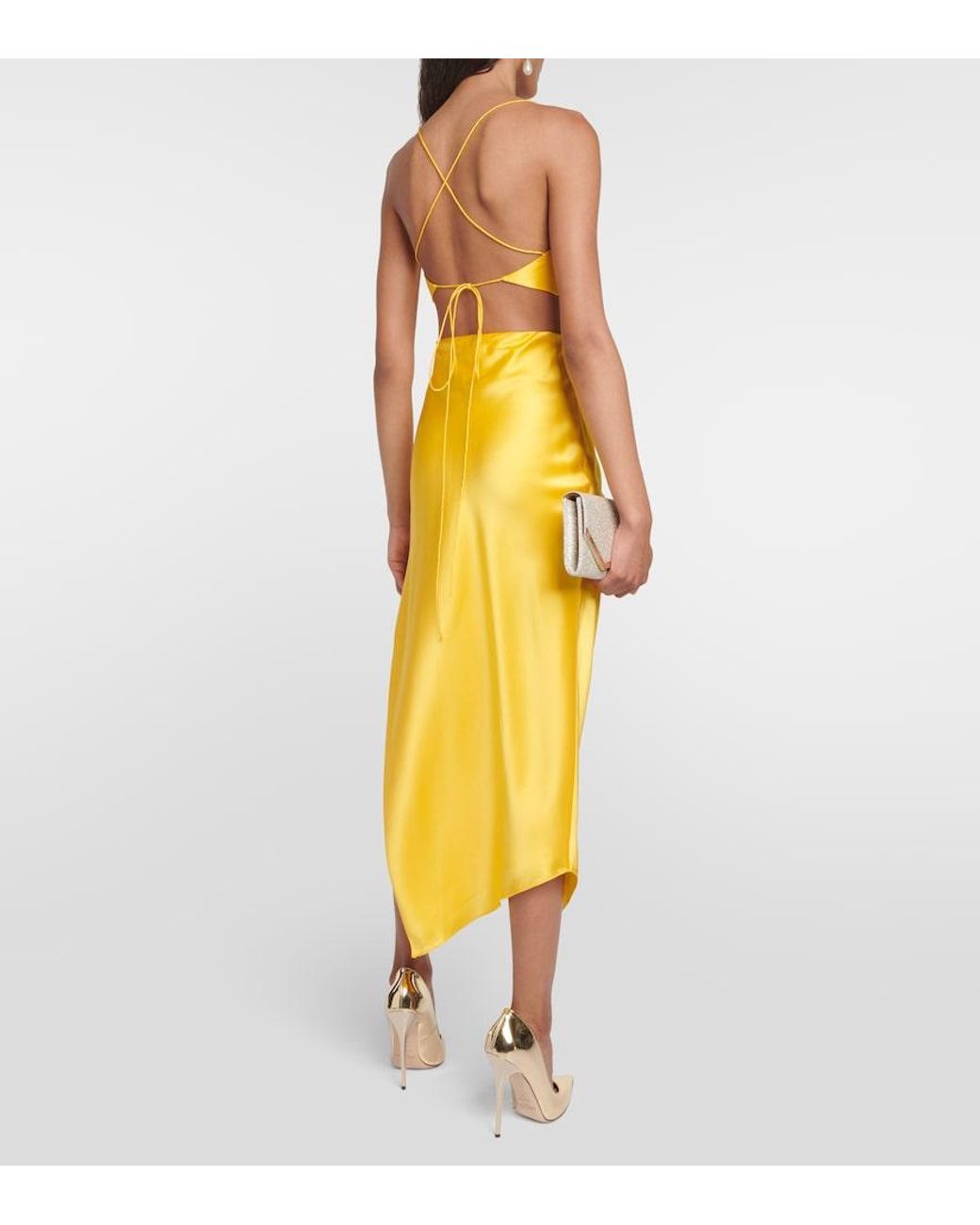 The Sei Yellow Silk Midi Skirt