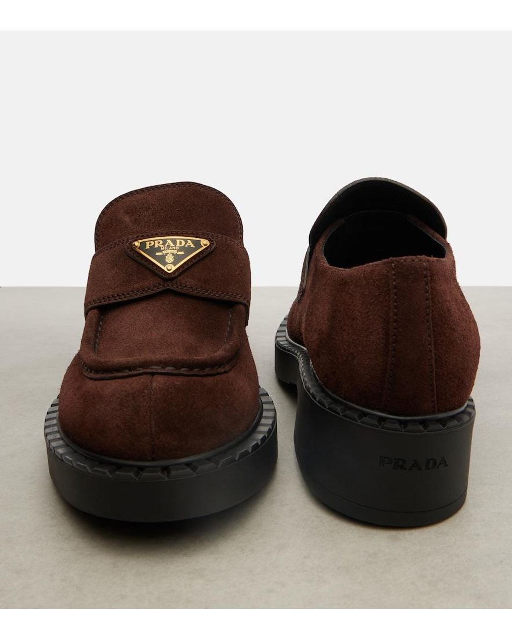 Prada Brown Chocolate Suede Loafers