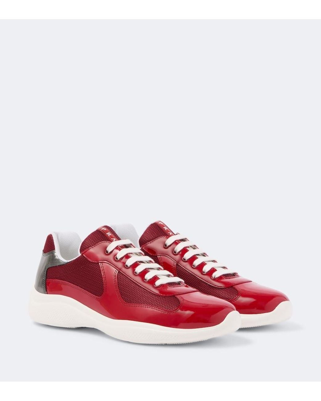 Prada Red America's Cup Leather-Trimmed Sneakers for men