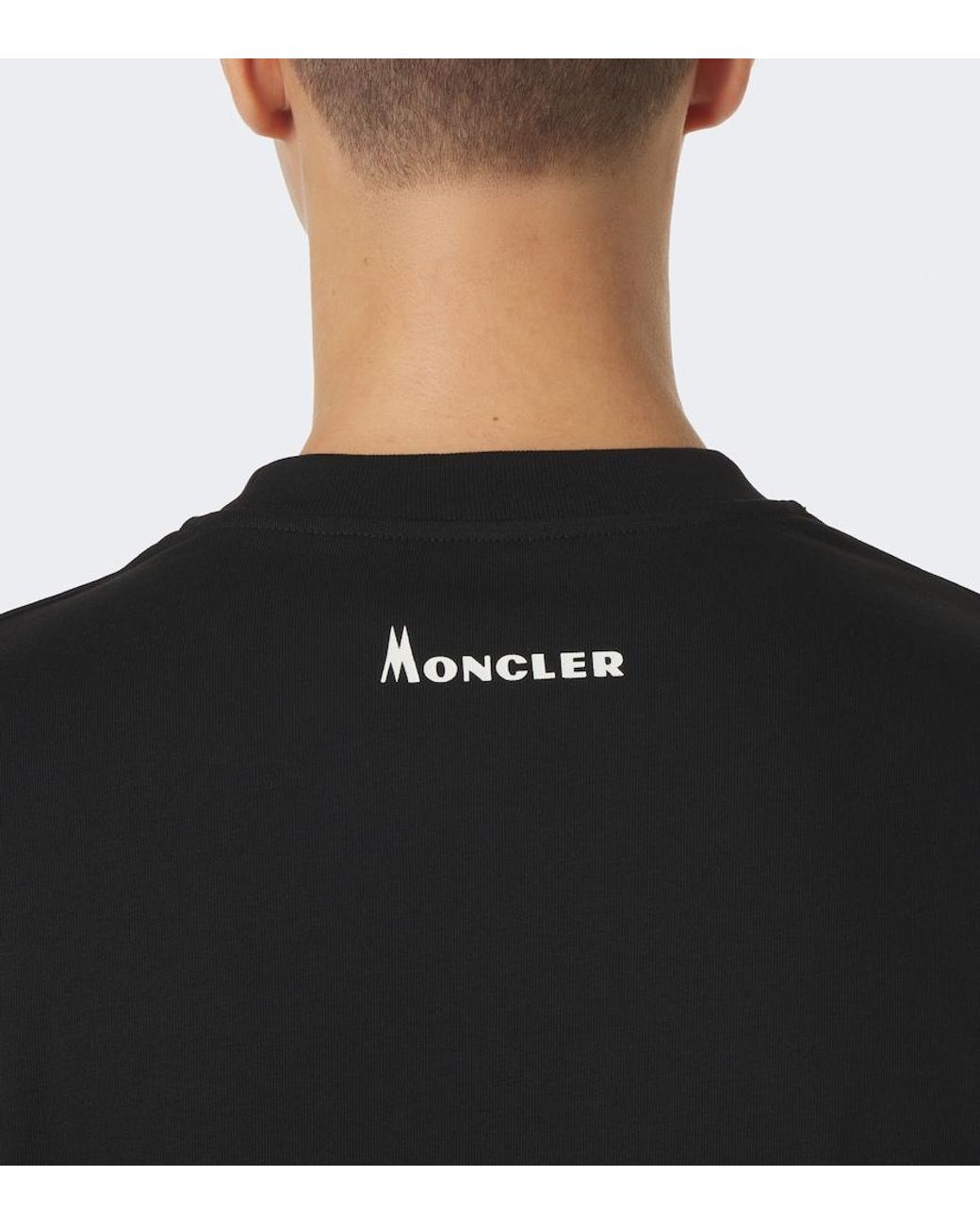 Moncler Black Printed Cotton Jersey T-Shirt for men