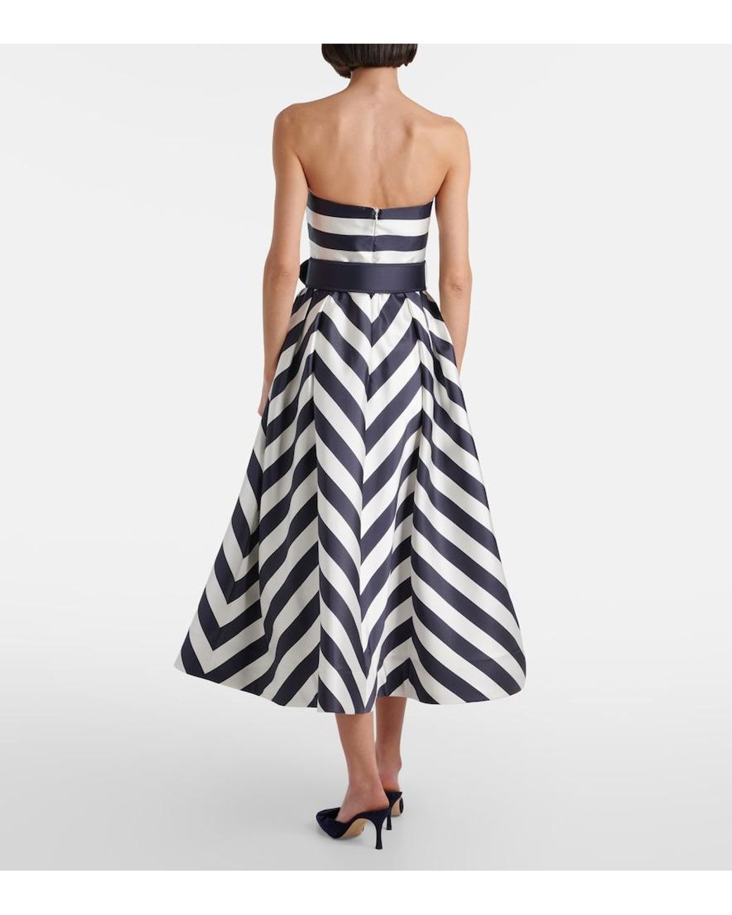 Rebecca Vallance Blue Ariadne Striped Midi Dress