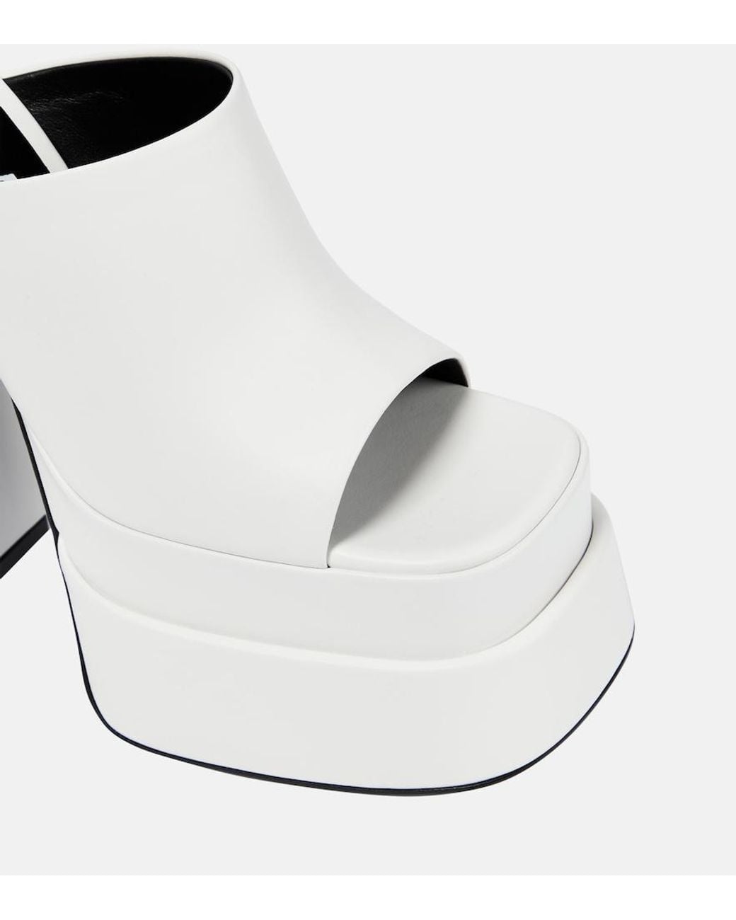 Versace White Leather Platform Mules