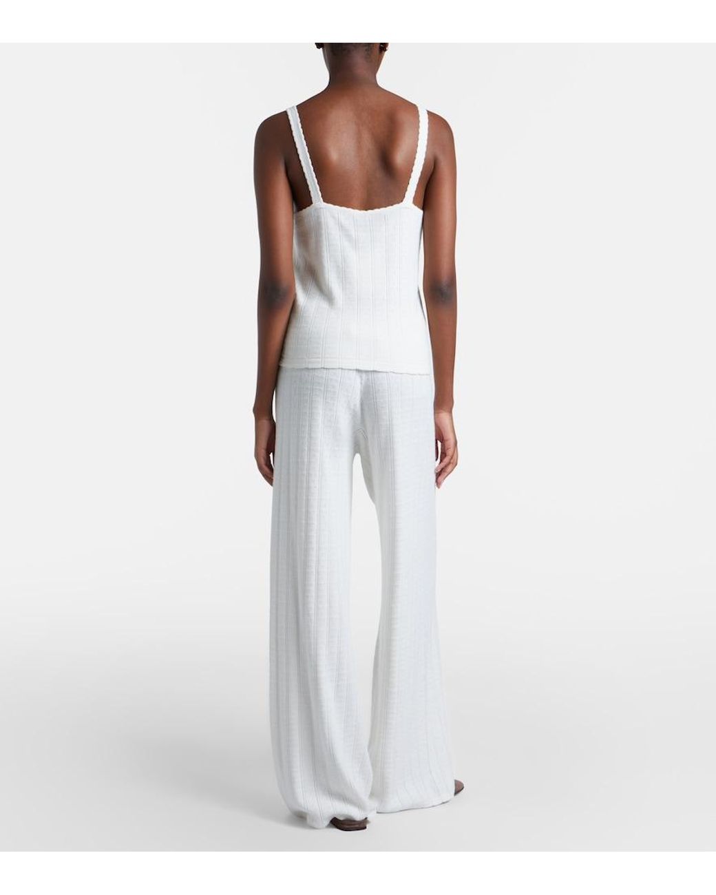 Lisa Yang White Shannen Cotton And Cashmere Wide-Leg Pants