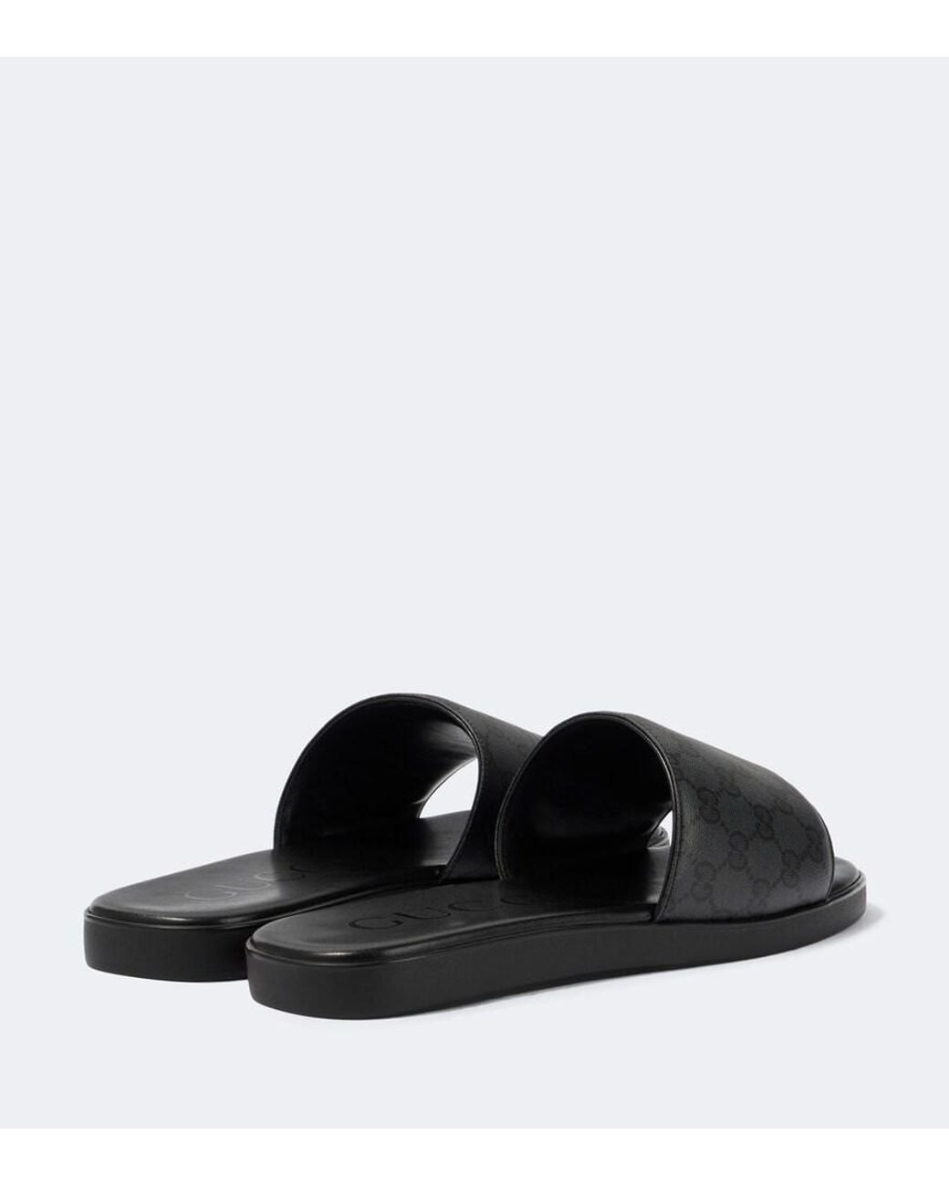 Gucci Black Gg Canvas Slides for men