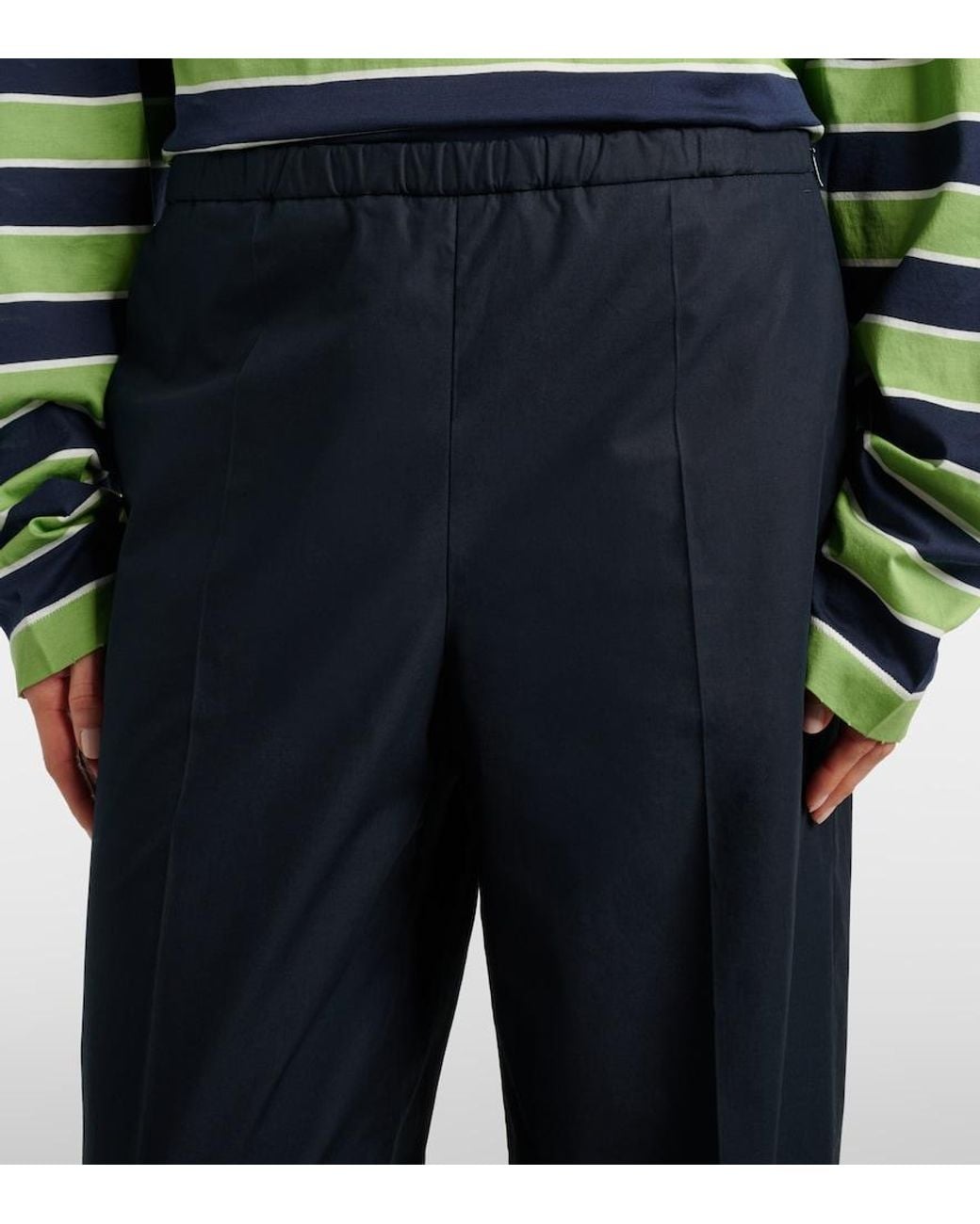 Moncler Blue Cotton Wide-Leg Pants