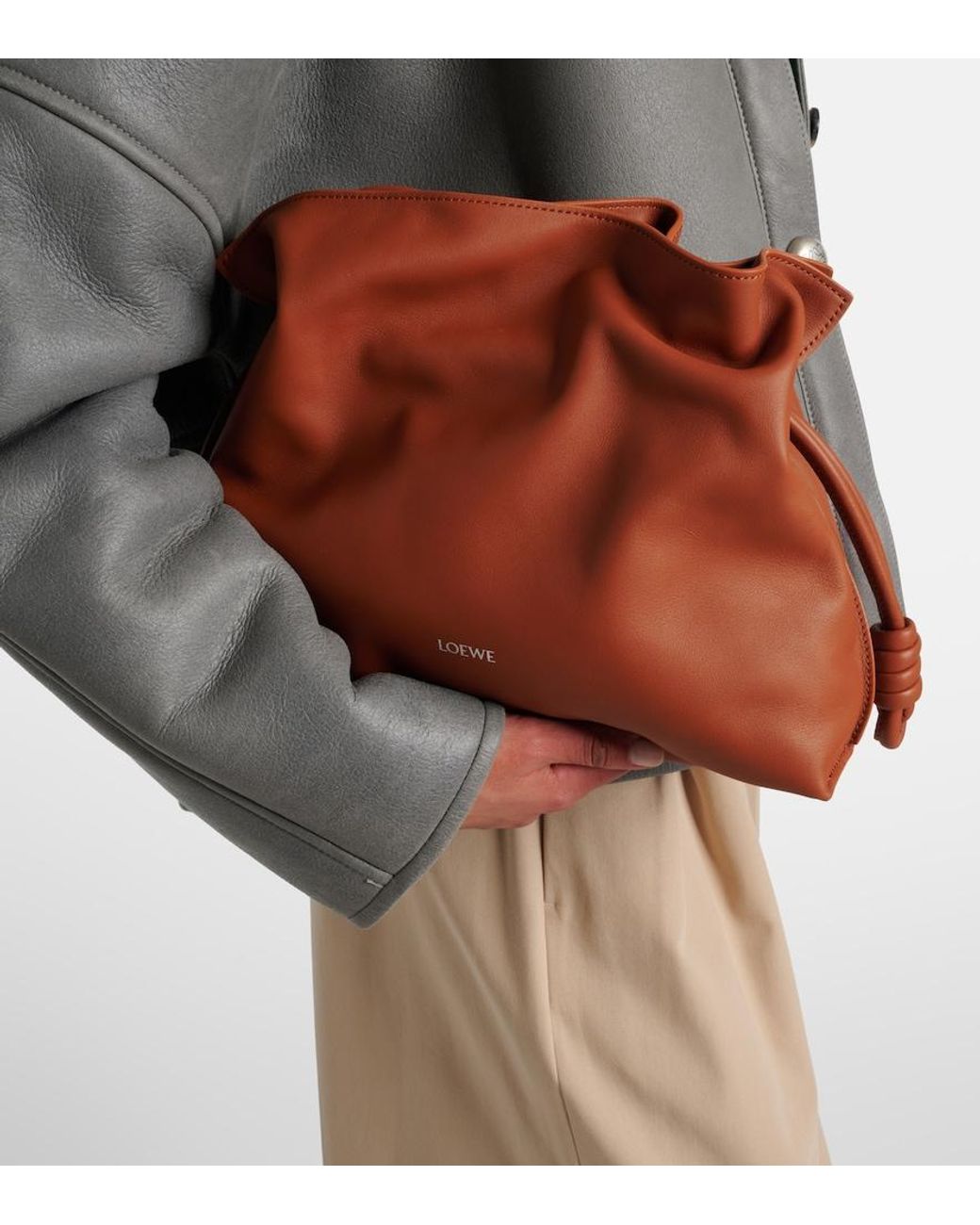 Loewe Brown Flamenco Medium Leather Clutch