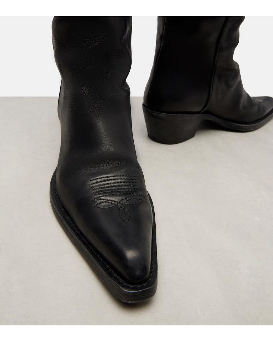 Khaite Black Clive 35 Leather Over-The-Knee Boots