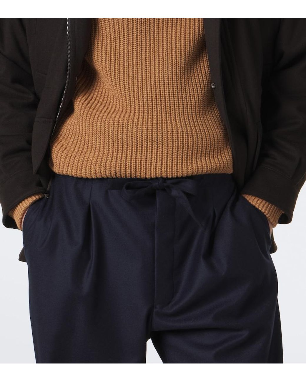 STÒFFA Blue Wool And Cashmere Wide-Leg Pants for men