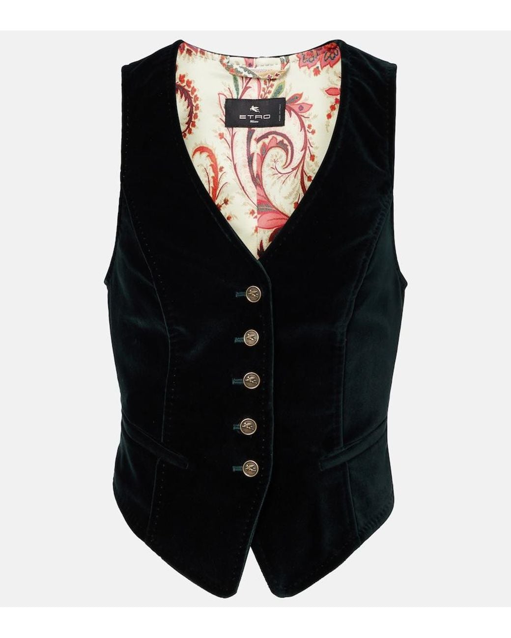 Etro Black Cotton Velvet Vest
