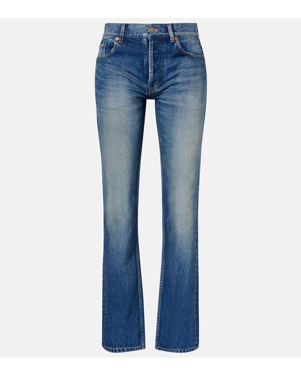 Saint Laurent Blue Faded Straight Jeans