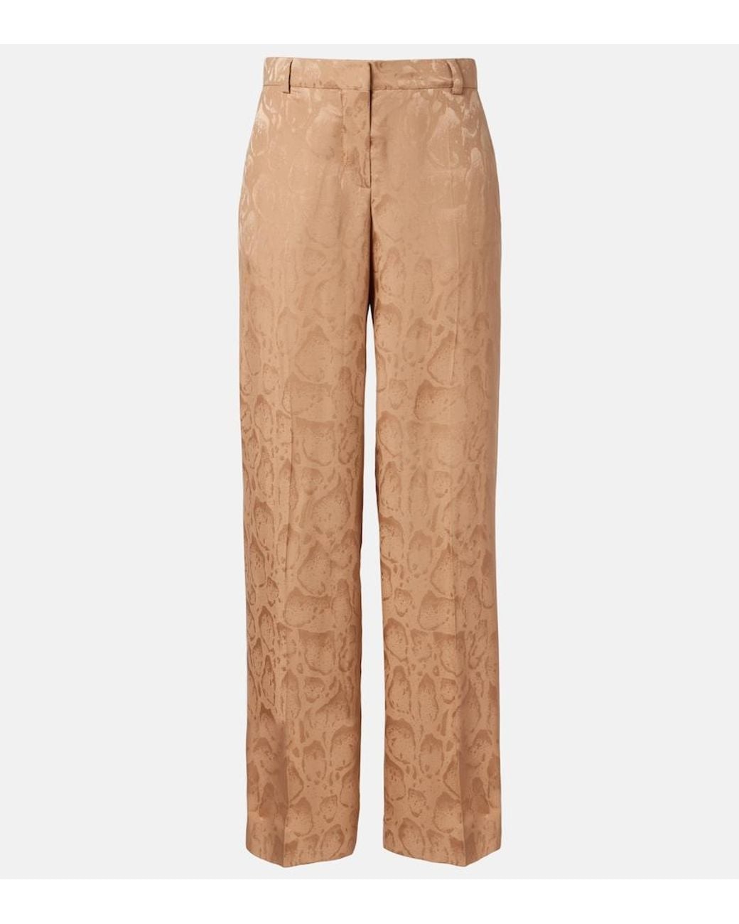 Stella McCartney Natural Silk-Blend Wide-Leg Pants