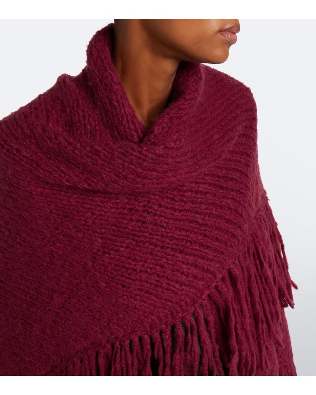 Gabriela Hearst Purple Lauren Fringed Knitted Cashmere Shawl