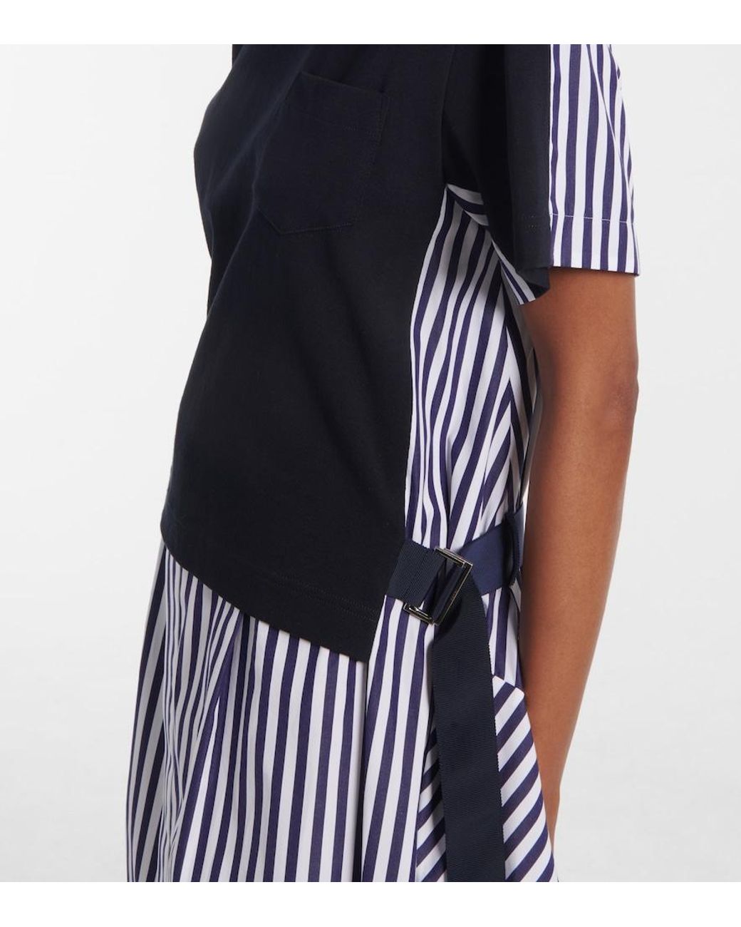 Sacai Blue Striped Cotton Shirt Dress