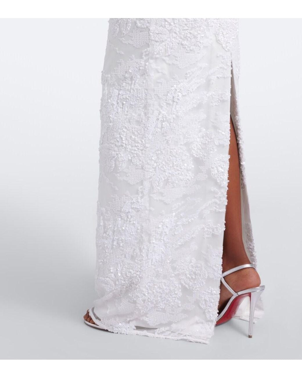Rebecca Vallance White Medici Sequined Halterneck Gown